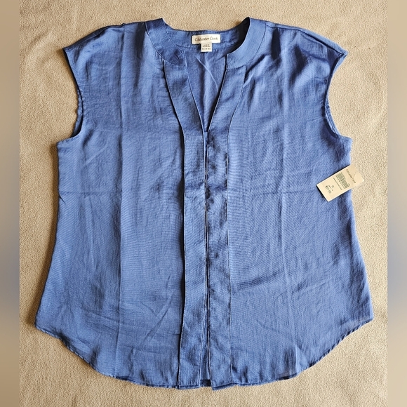 Coldwater Creek Tops - Coldwater‎ Creek Placket Tank Sleeveless Shell V-Neck Wmn Petite L 14-16 Blue